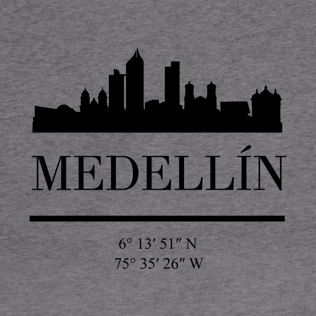 MEDELLIN COLOMBIA BLACK SILHOUETTE SKYLINE ART by deificusArt